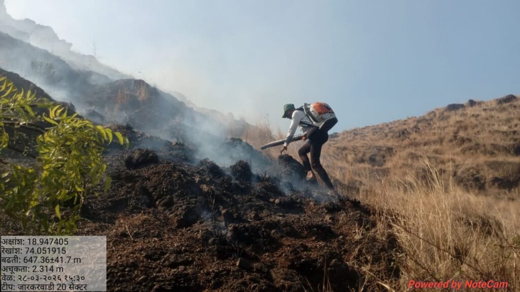 डोंगरावर वणवे लावणाऱ्या लोकांवर गुन्हे दाखल करण्याची मागणी !! img 20260329 wa0629
