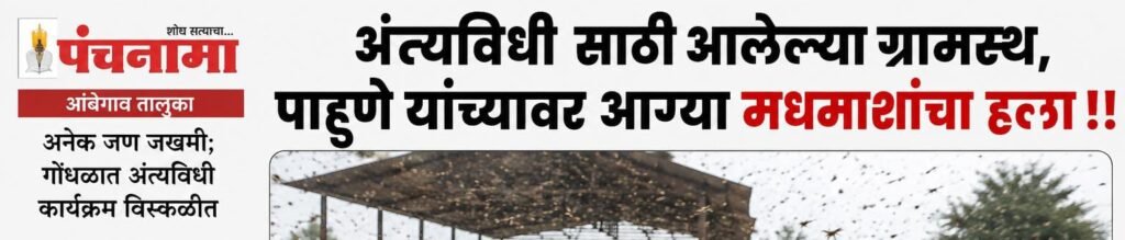 धक्कादायक बातमी - वडगावपीर येथे अंत्यविधी साठी आलेल्या ग्रामस्थ, पाहूणे यांच्यावर आग्या मधमाशांचा हल्ला !! 1010427537