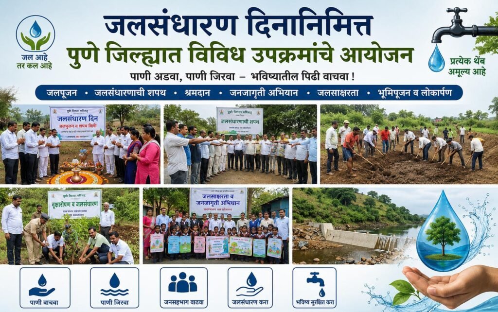 जलसंधारण दिनानिमित्त पुणे जिल्ह्यात विविध उपक्रमांचे आयोजन ; २१ ऑगस्ट रोजी ‘जलसंधारण जनजागृती पदयात्रा’; पुणेकरांनी मोठ्या संख्येने सहभागी व्हावे !! 1010605090